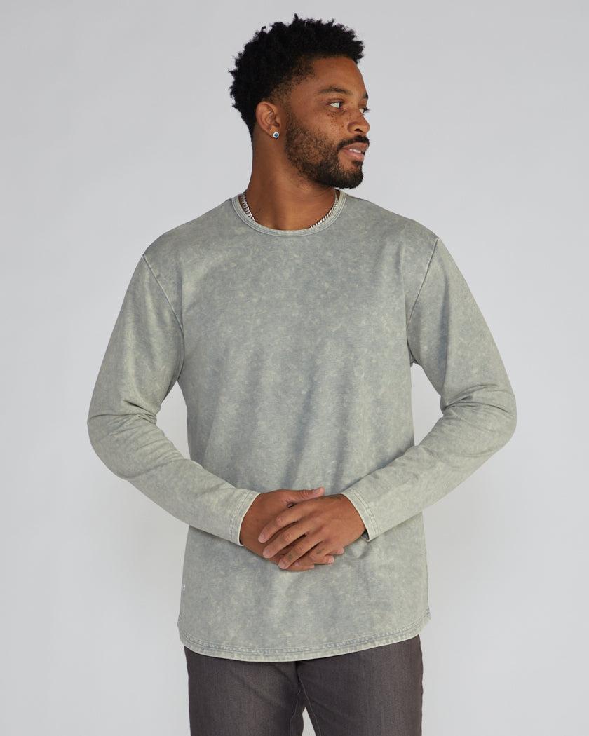 Acid Wash Drop-Cut Long Sleeve Product Image