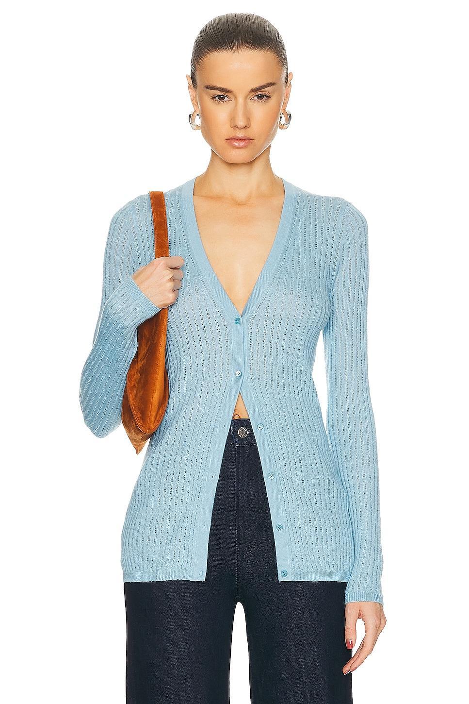 Gabriela Hearst Emma Pointelle Cardigan in Blue Product Image