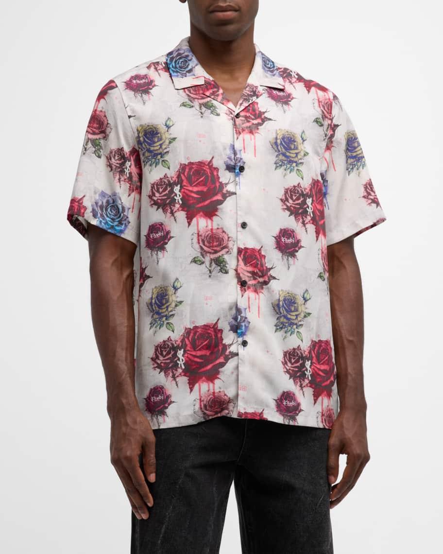 Mens Graffiti Rose Camp Shirt Product Image