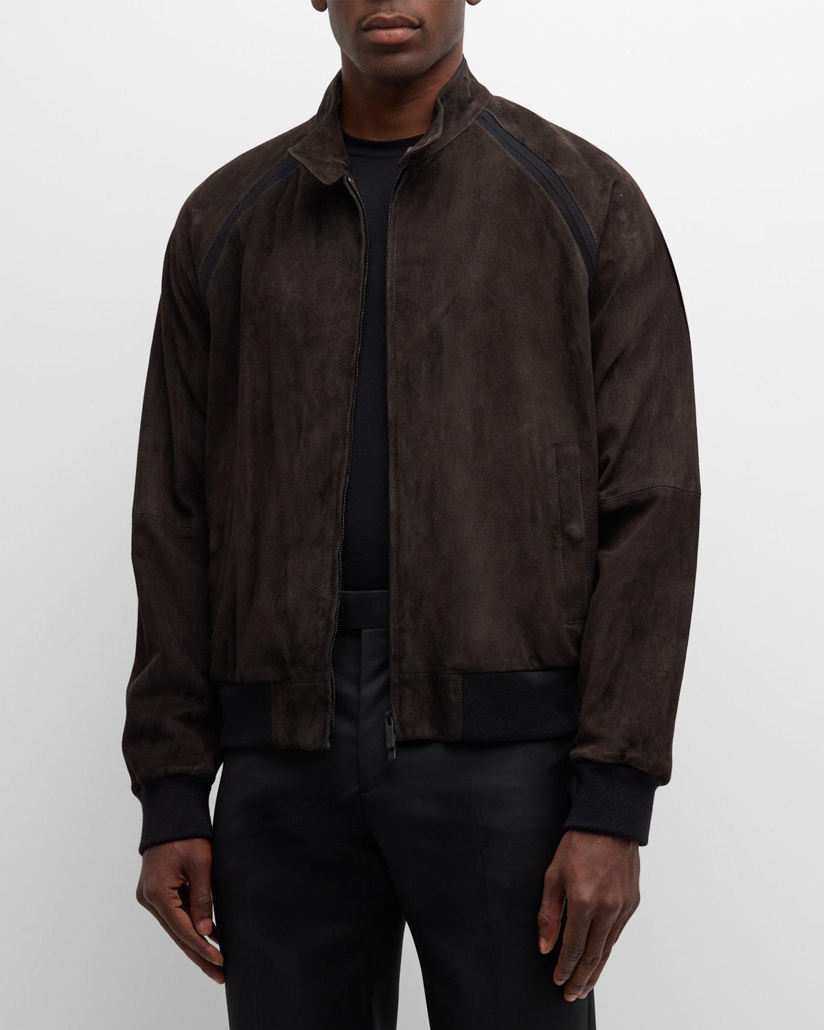 Mens Suede Full-Zip Bomber Jacket Product Image