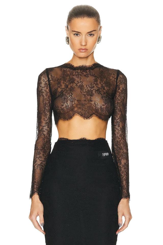 Dolce & Gabbana Cropped Long Sleeve Top in Black Product Image