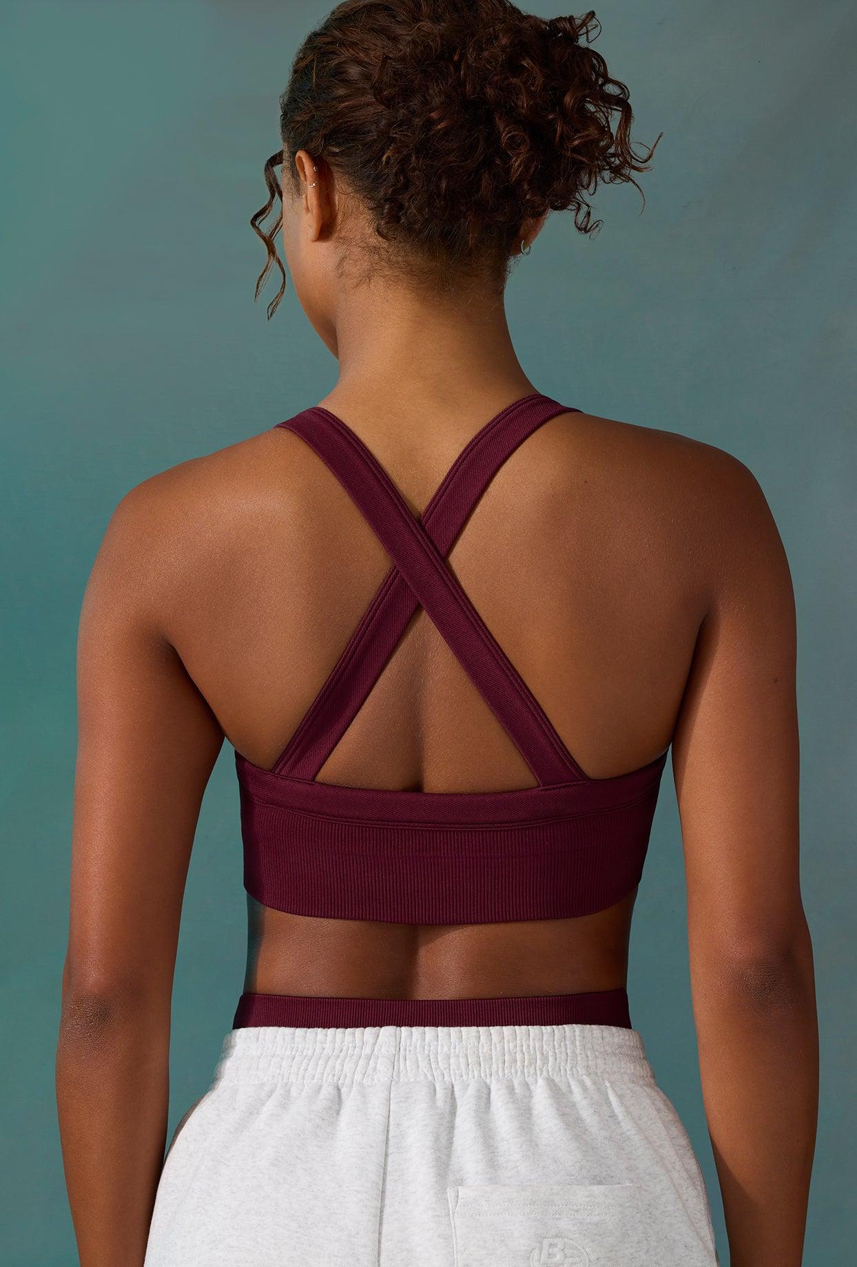 Super Sculpt Seamless Cross Back Sports Bra in Plum Product Image