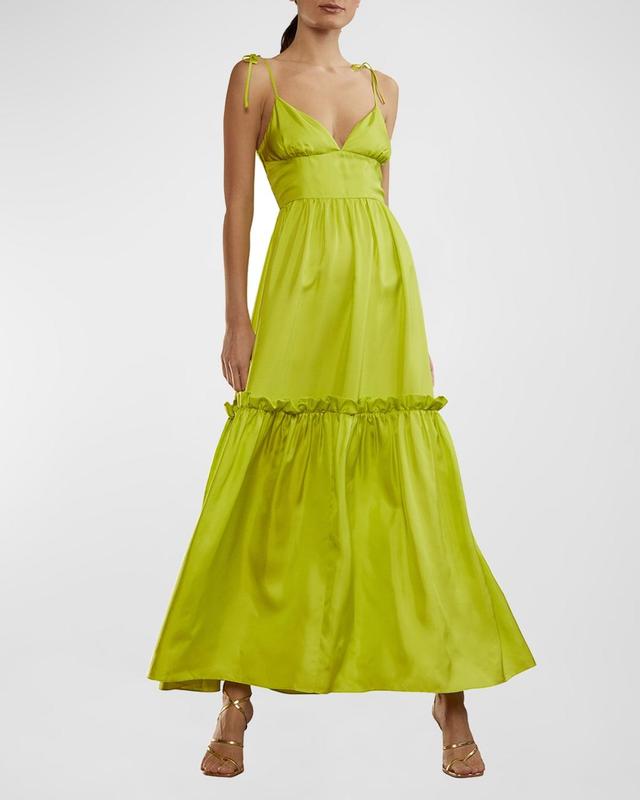 Womens Silk Tiered Maxi Dress Product Image