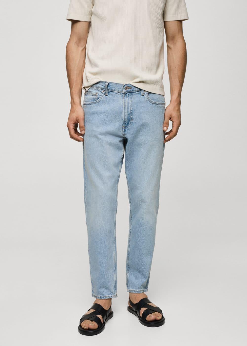 MANGO MAN - Ben tapered cropped jeans light blueMen Product Image