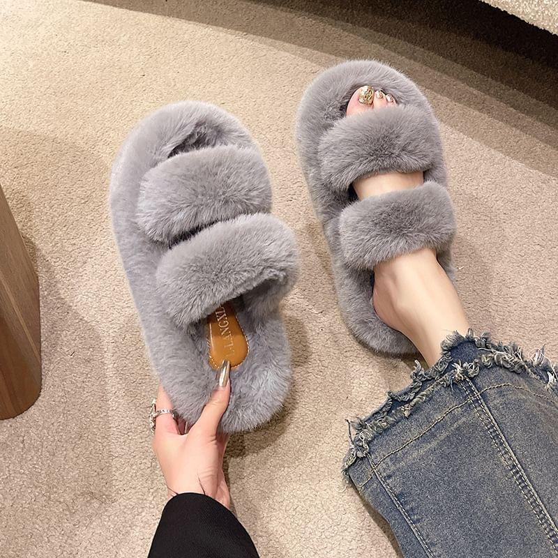 Platform Fluffy Slide Sandals product image