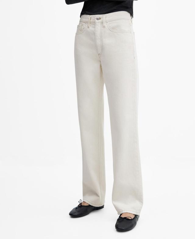 MANGO - Mid-rise straight jeans off whiteWomen Product Image