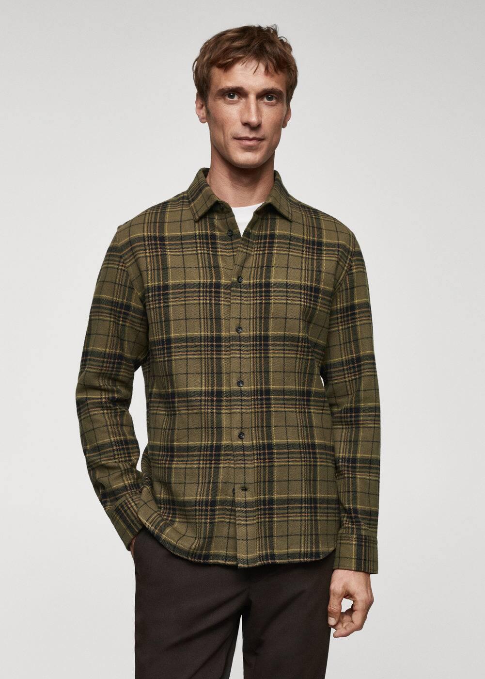 MANGO MAN - Regular fit checked flannel shirt khakiMen Product Image