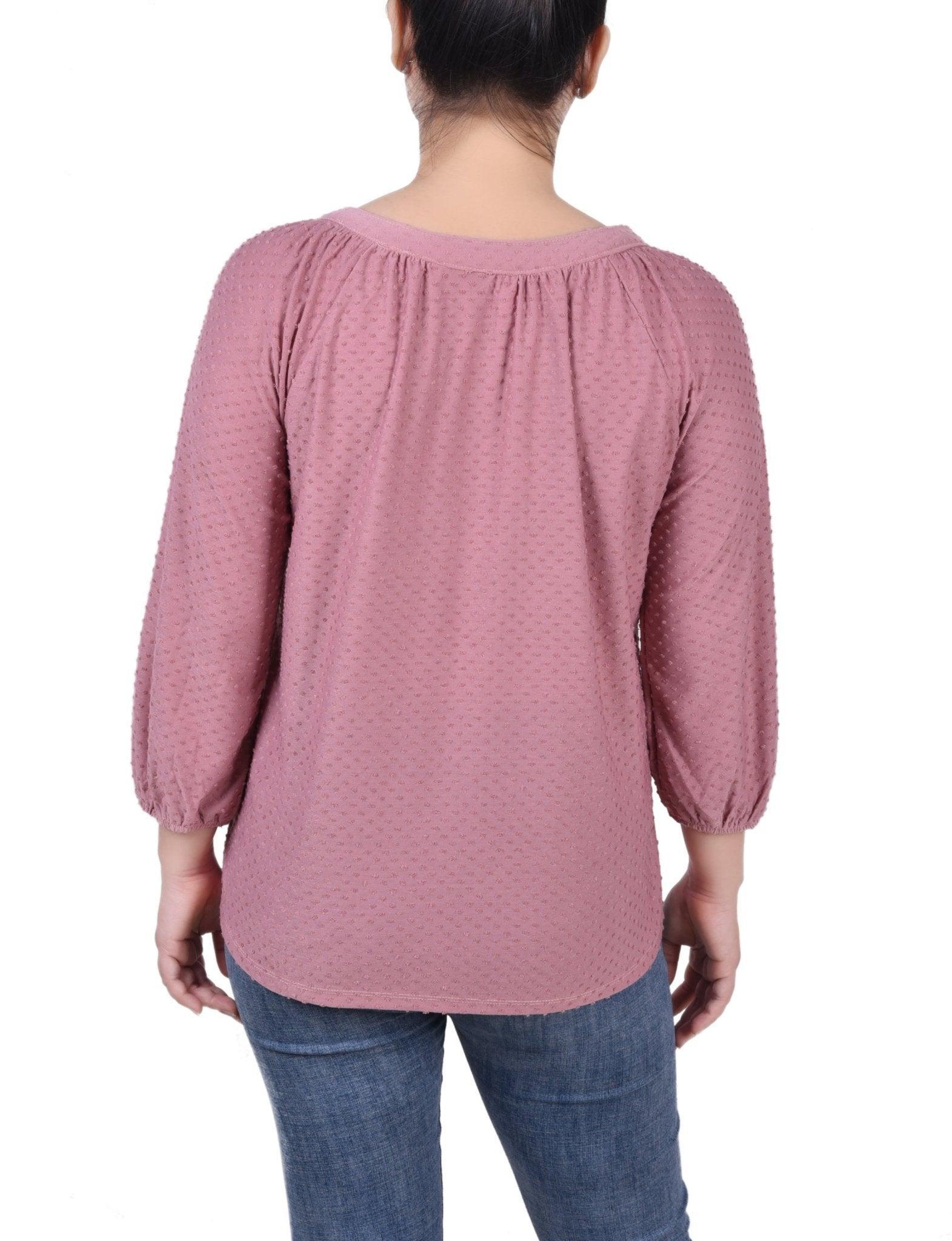 3/4 Length Sleeve Swiss Dot Top - Petite Product Image