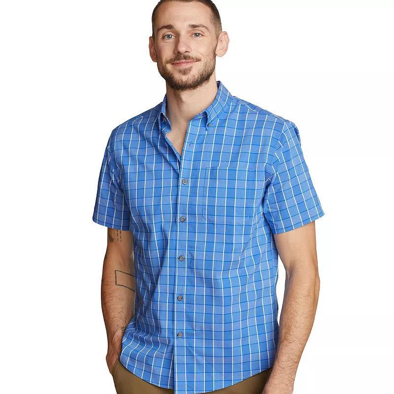 Big & Tall Eddie Bauer Voyager Flex Short Sleeve Button Down Shirt, Mens Dusted Blue Product Image