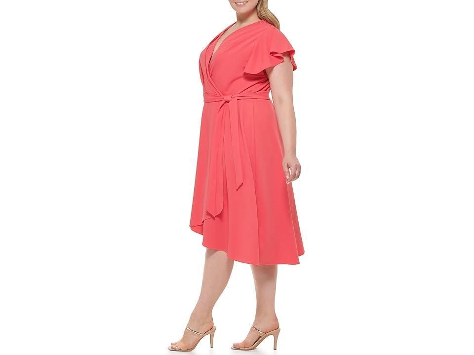 Dkny Plus Size Ruffled-Sleeve Faux-Wrap Dress Product Image