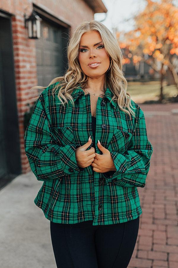 Evergreen State Of Mind Plaid Jacket In Green Curves Product Image