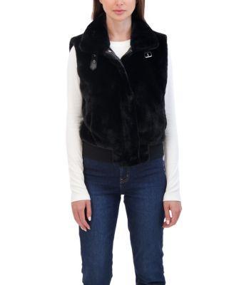 Sebby Collection Womens Faux Fur Zip Front Vest Product Image