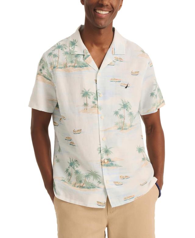 Nautica Mens Tropical Print Short Sleeve Button-Front Camp Shirt Product Image