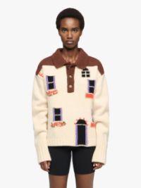 HOUSE' INTARSIA POLO SWEATER in neutrals | JW Anderson US  Product Image