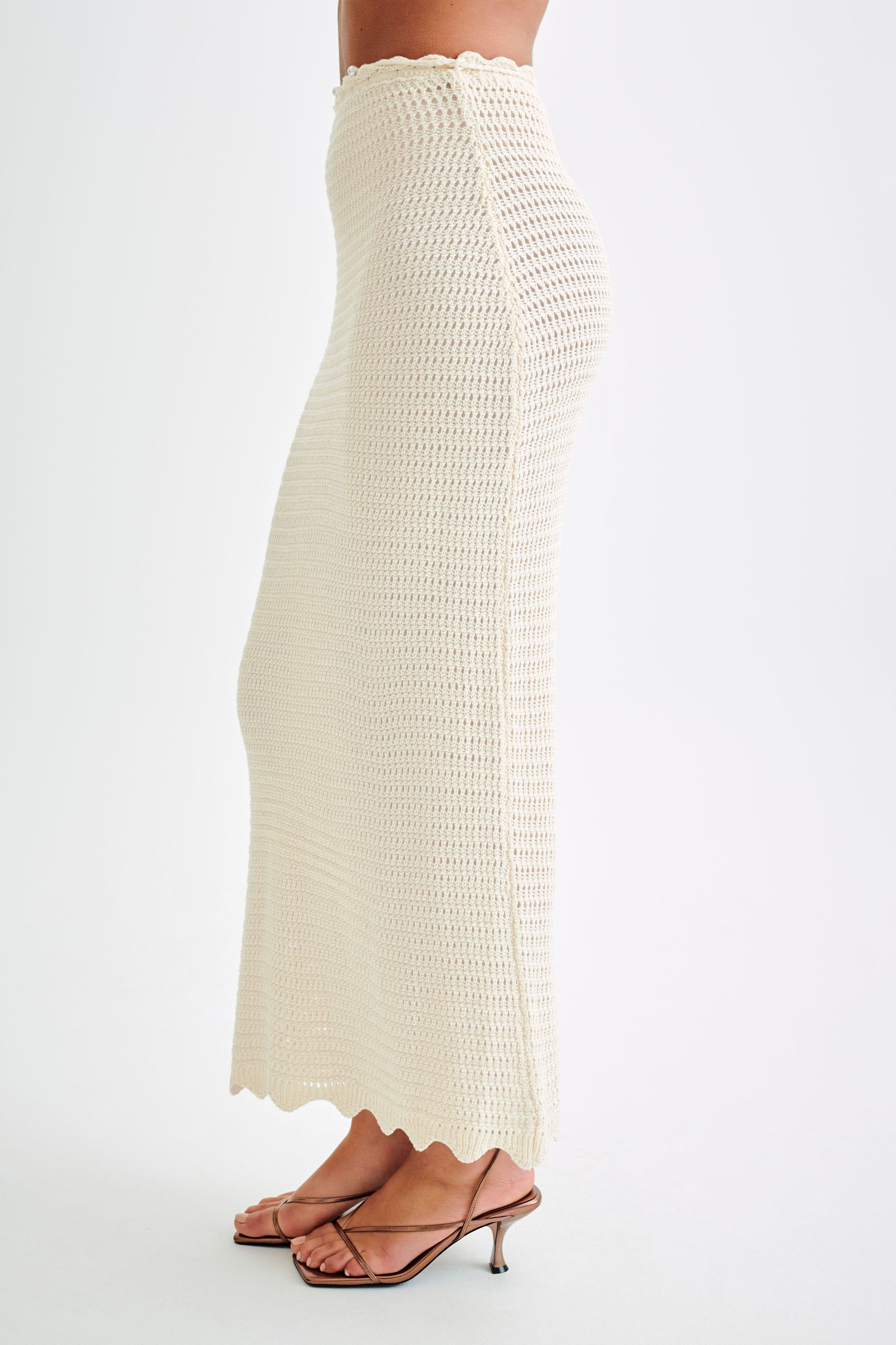 Kira Knit Maxi Skirt - Buttercream Product Image