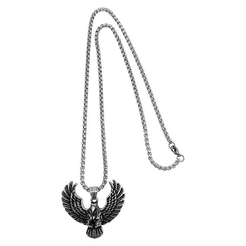 Adornia Mens Chain Necklace with Eagle Pendant, Silver Tone Product Image