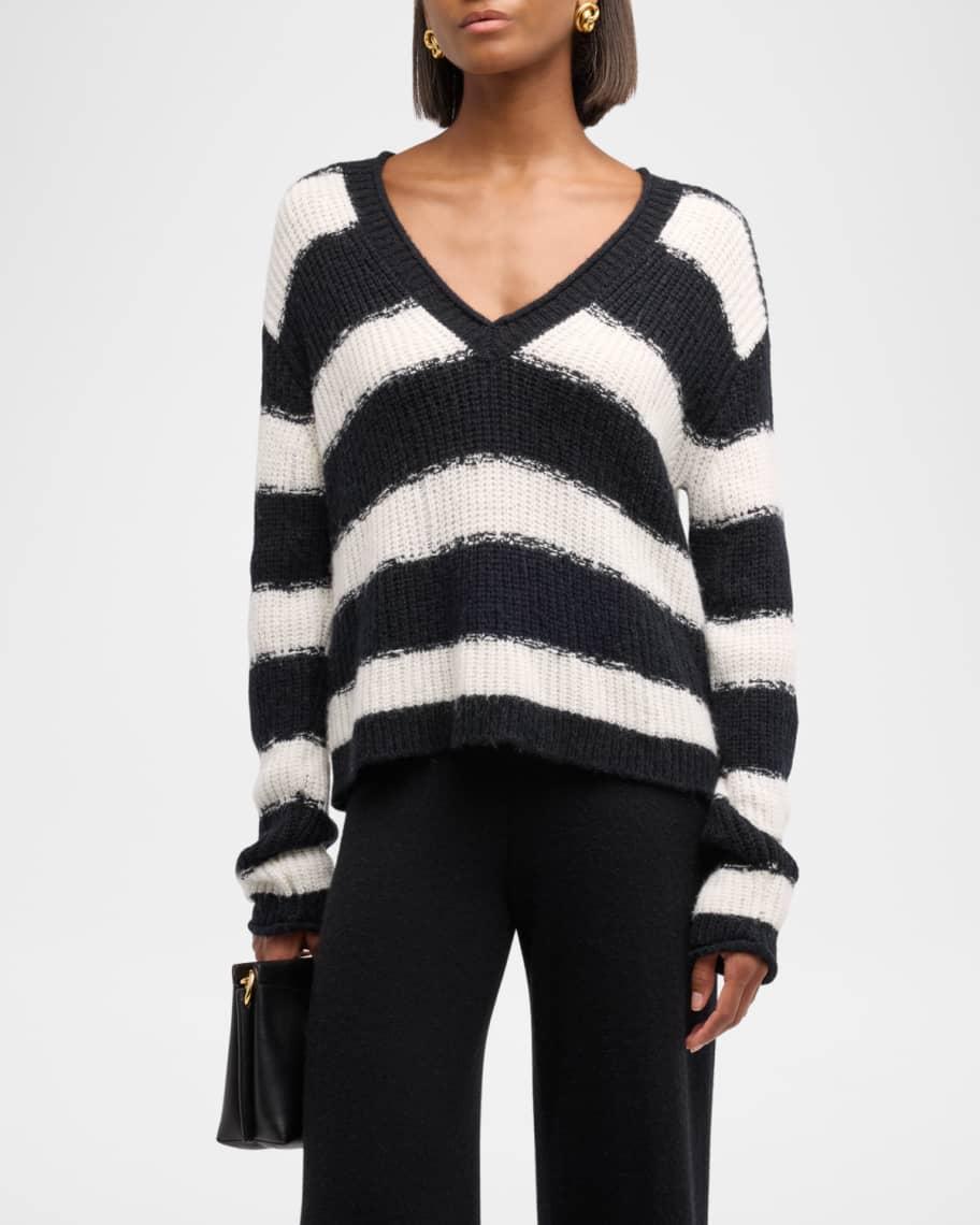 Striped Wool V-Neck Sweater Product Image