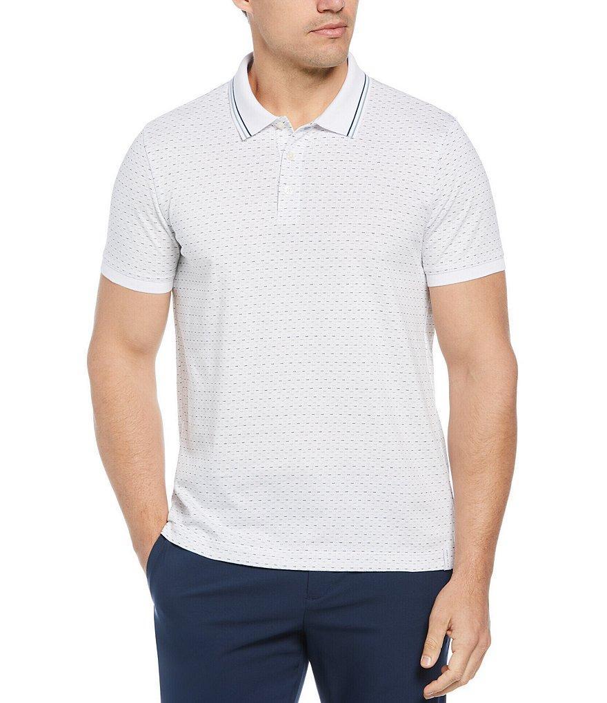 Perry Ellis Performance Stretch Geo Jacquard Short Sleeve Polo Shirt Product Image