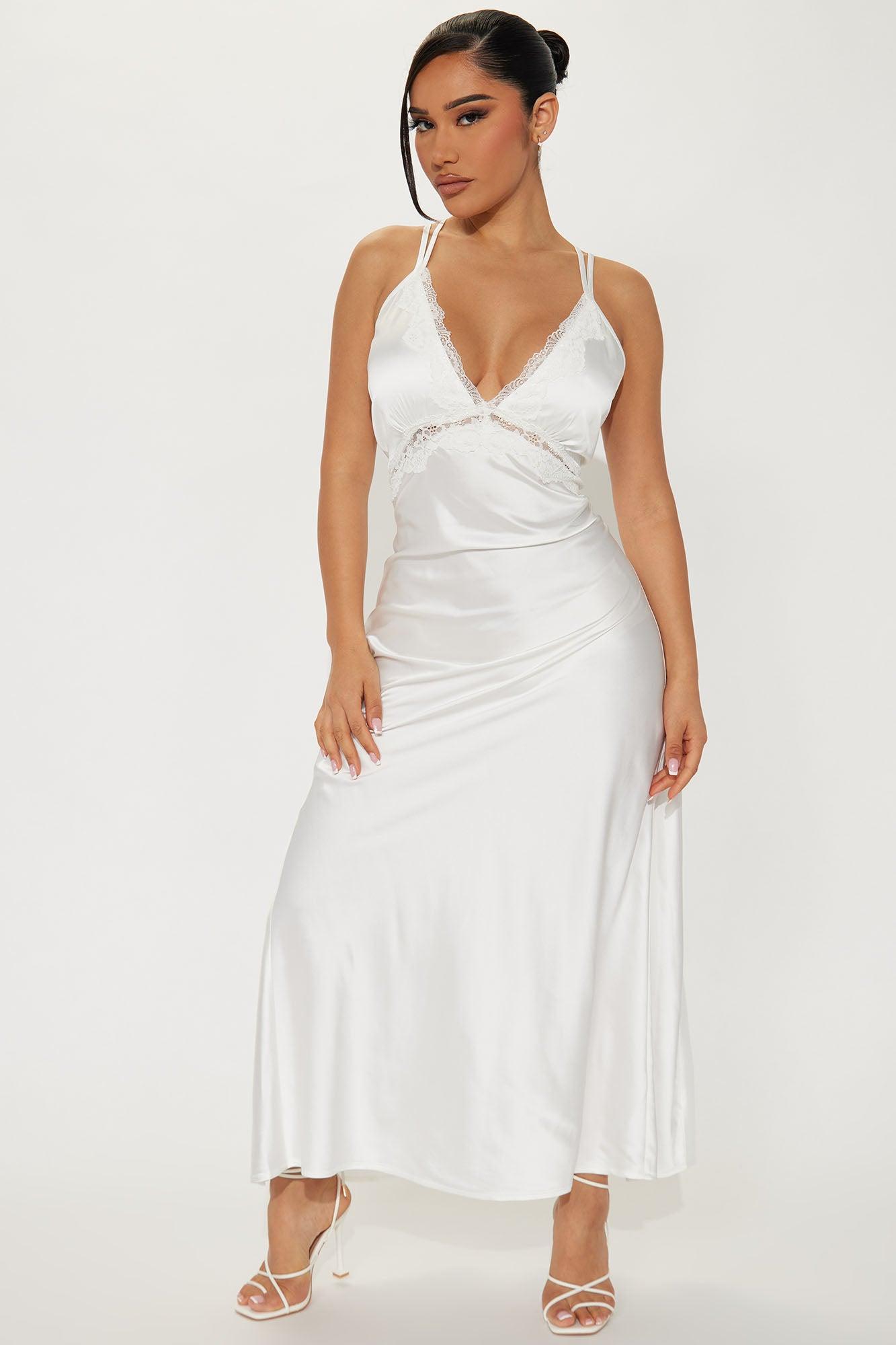 Aubree Satin Maxi Dress - White product image