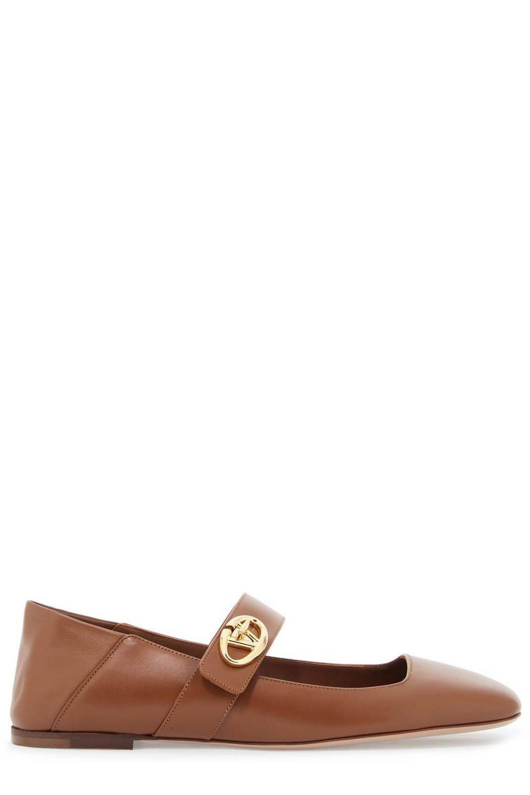 Vlogo Leather Mary Jane Ballerina Flats In Brown Product Image