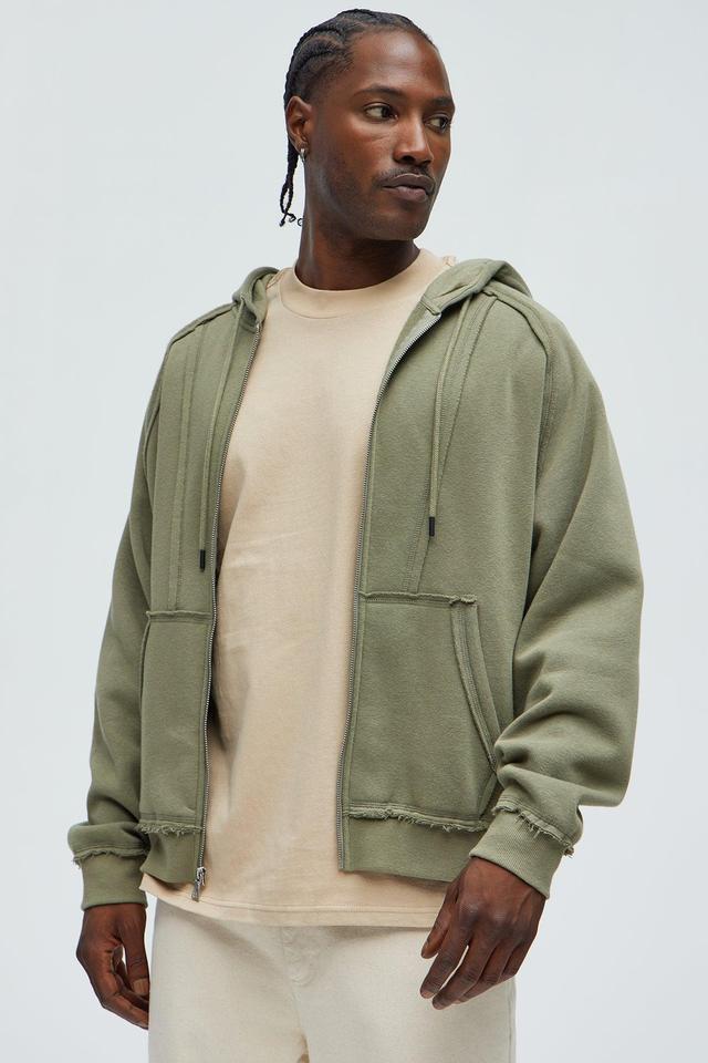 Tyson Deconstructed Oversized Zip Up Hoodie - Green Product Image