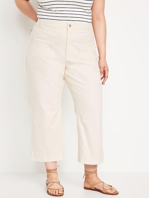 High-Waisted Crop Chino Wide-Leg Pants Product Image