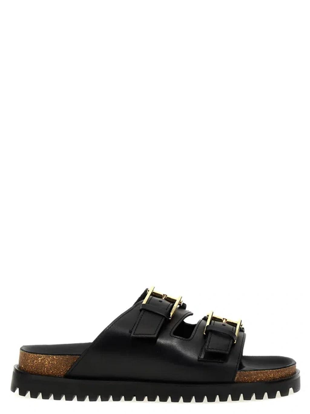 VERSACE Leather Sandals In Black Product Image