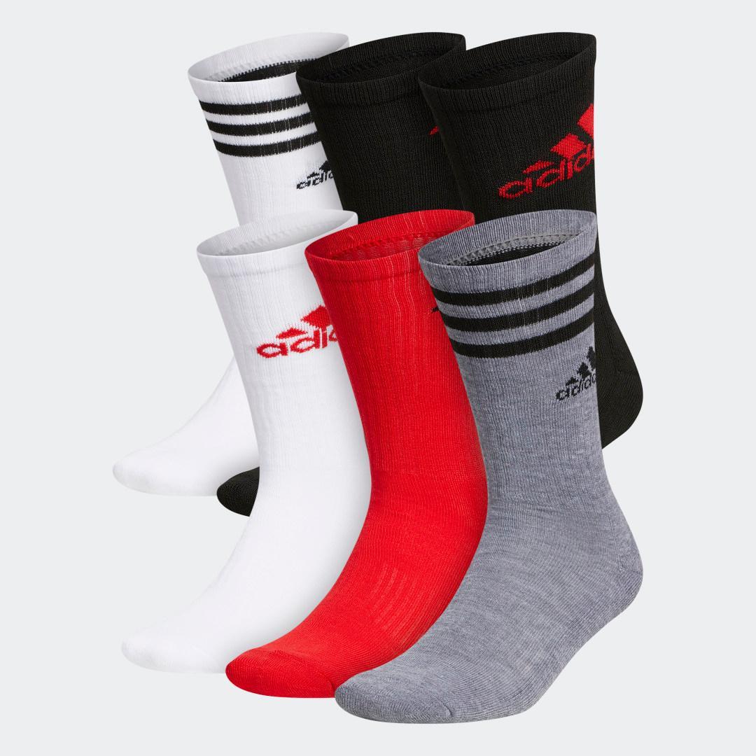 adidas Mens Athletic Cushioned Mixed Crew Socks - 6pk. - White/black Product Image