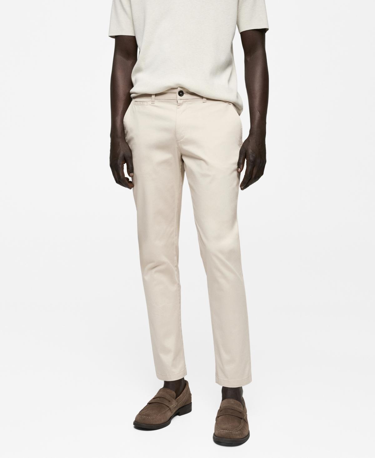 Mango Mens Cotton Tapered Crop Pants - Light Product Image