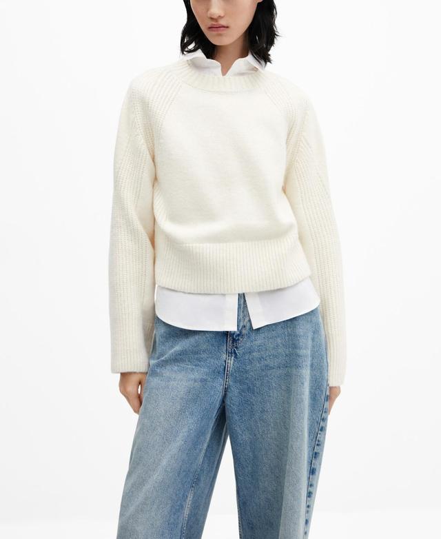 MANGO - Round-neck knitted sweater off whiteWomen Product Image