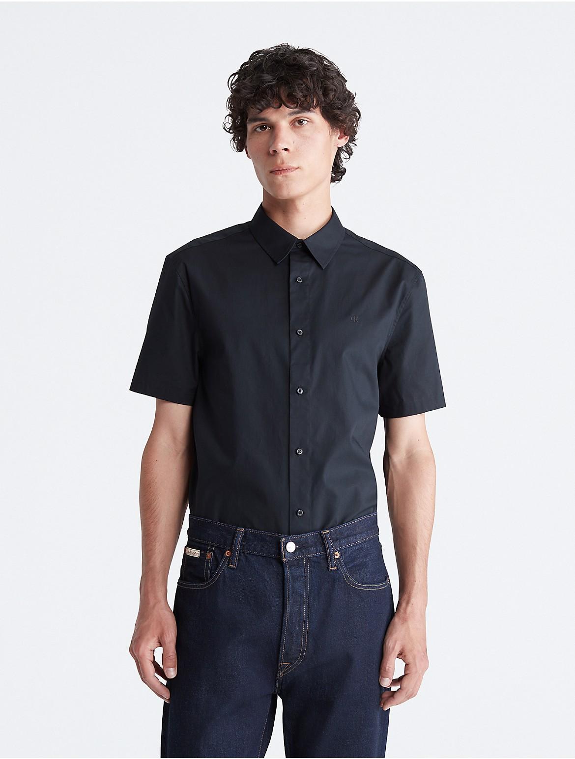 Calvin Klein Mens Classic Button-Down Shirt - Black - XS Product Image