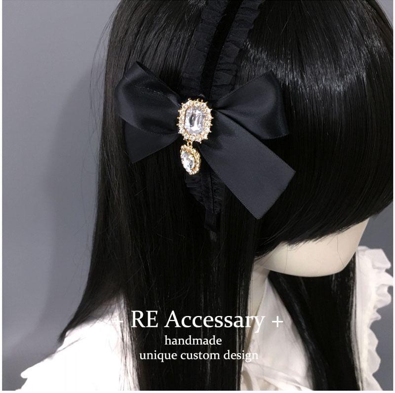 Gemstone Rhinestone Bow Headband Product Image