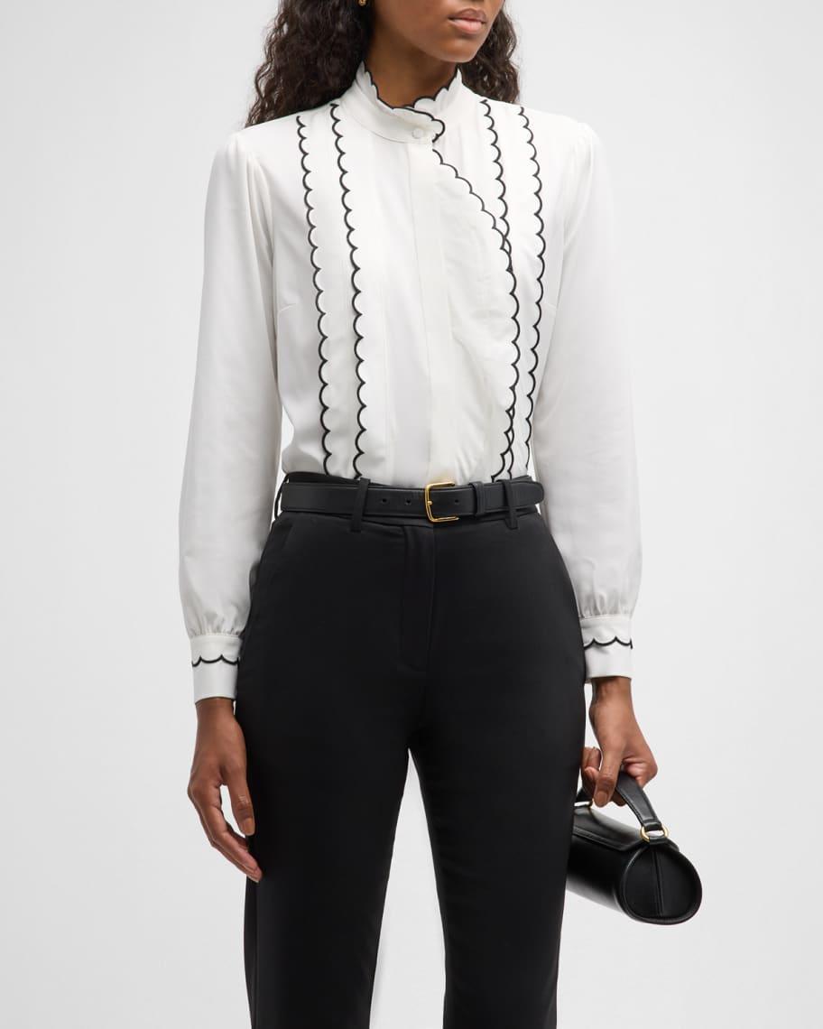 The Rae Scalloped Button-Down Blouse Product Image