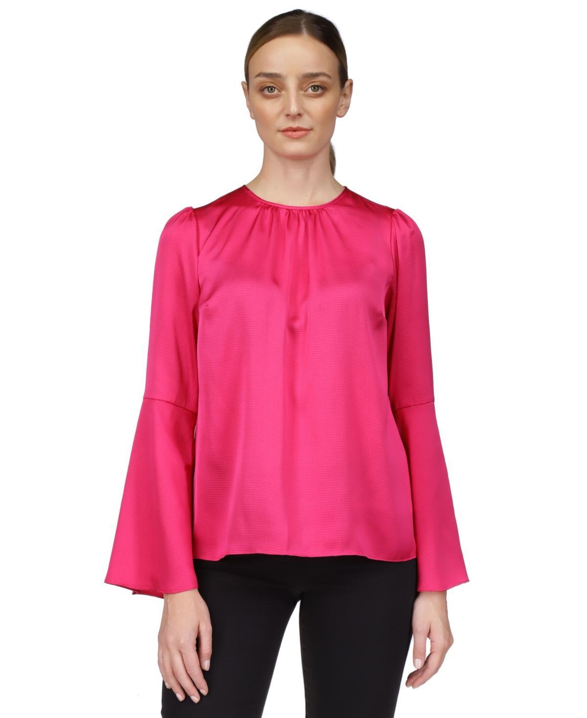 Michael Michael Kors Womens Hammered-Satin Bell-Sleeve Top Product Image