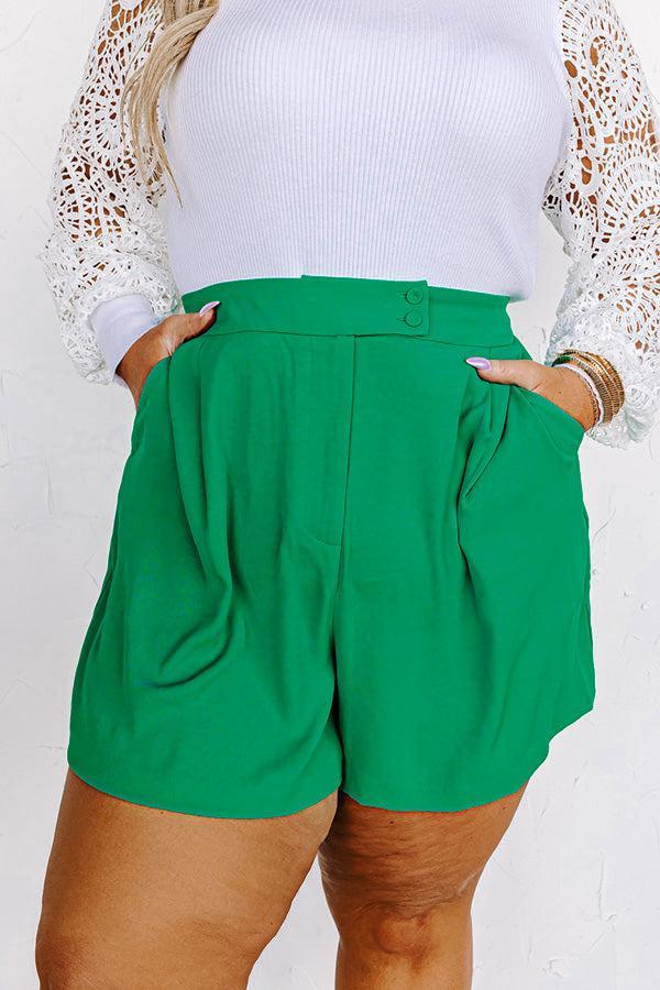 Ready To Remix High Waist Shorts In Green Curves Product Image