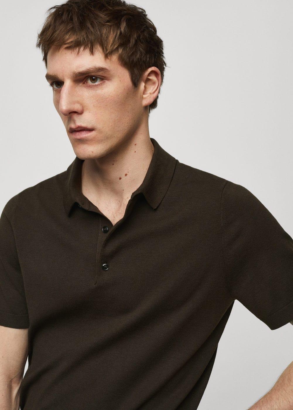 MANGO MAN - Fine-knit polo shirt chocolateMen Product Image