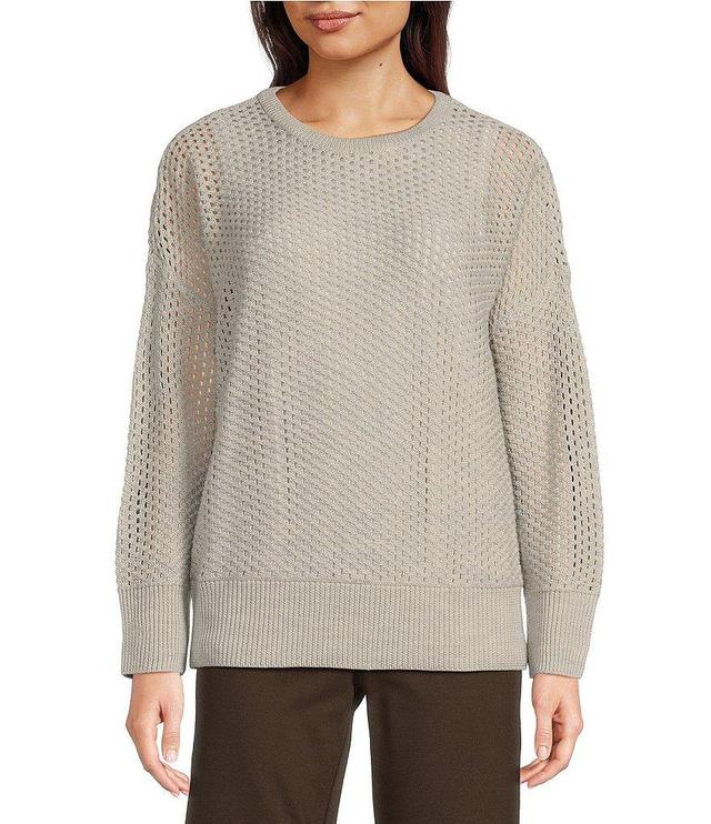 Eileen Fisher Merino Wool Crew Neck Long Sleeve Boxy Sweater Product Image