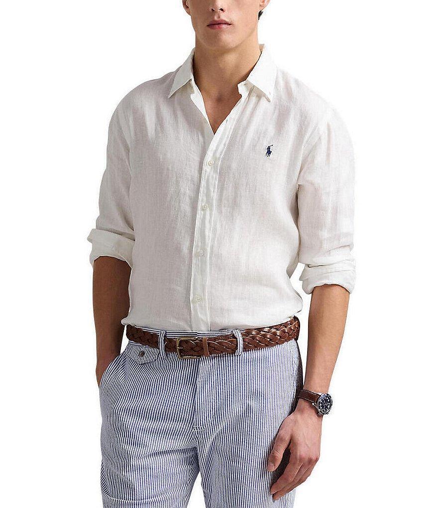 Polo Ralph Lauren Piece Dye Linen Long Sleeve Woven Shirt Product Image