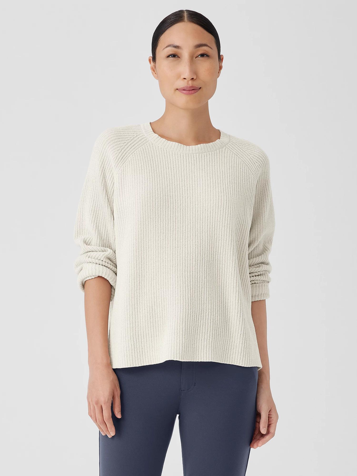 EILEEN FISHER Organic Cotton Chenille Crew Neck Topfemale Product Image