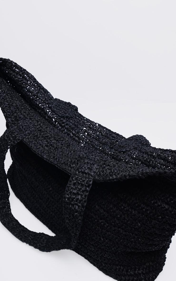 Black Raffia Large Beach Tote Bag Product Image