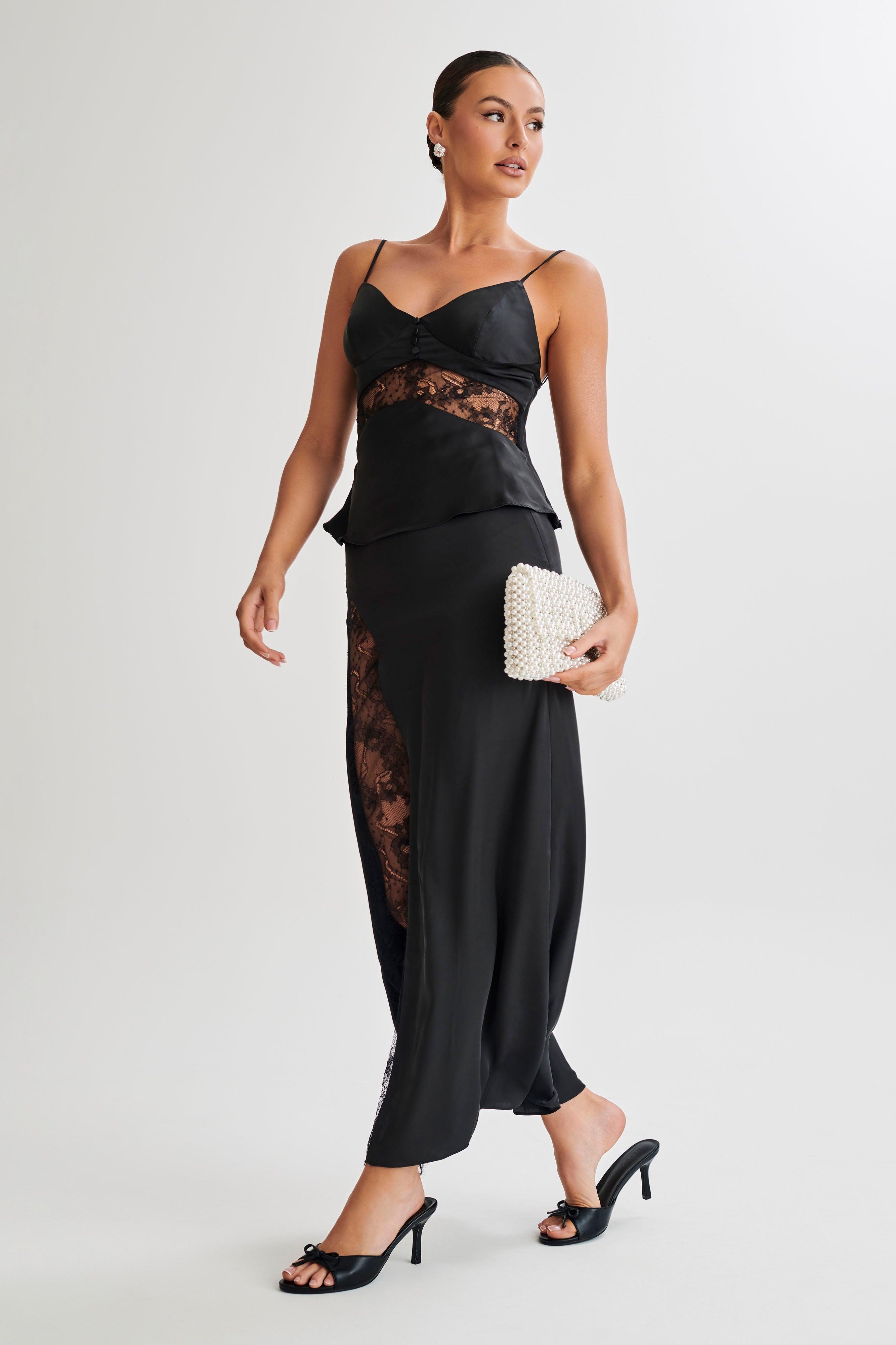 Luella Satin Lace Cami Top - Black Product Image