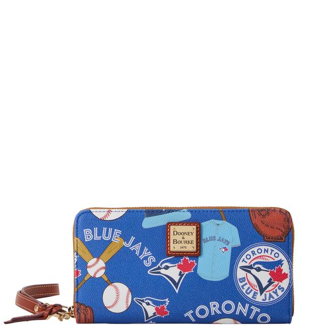 Dooney & Bourke Womens MLB Blue Jays Large Zip Around Coated Cotton Wristlet Product Image