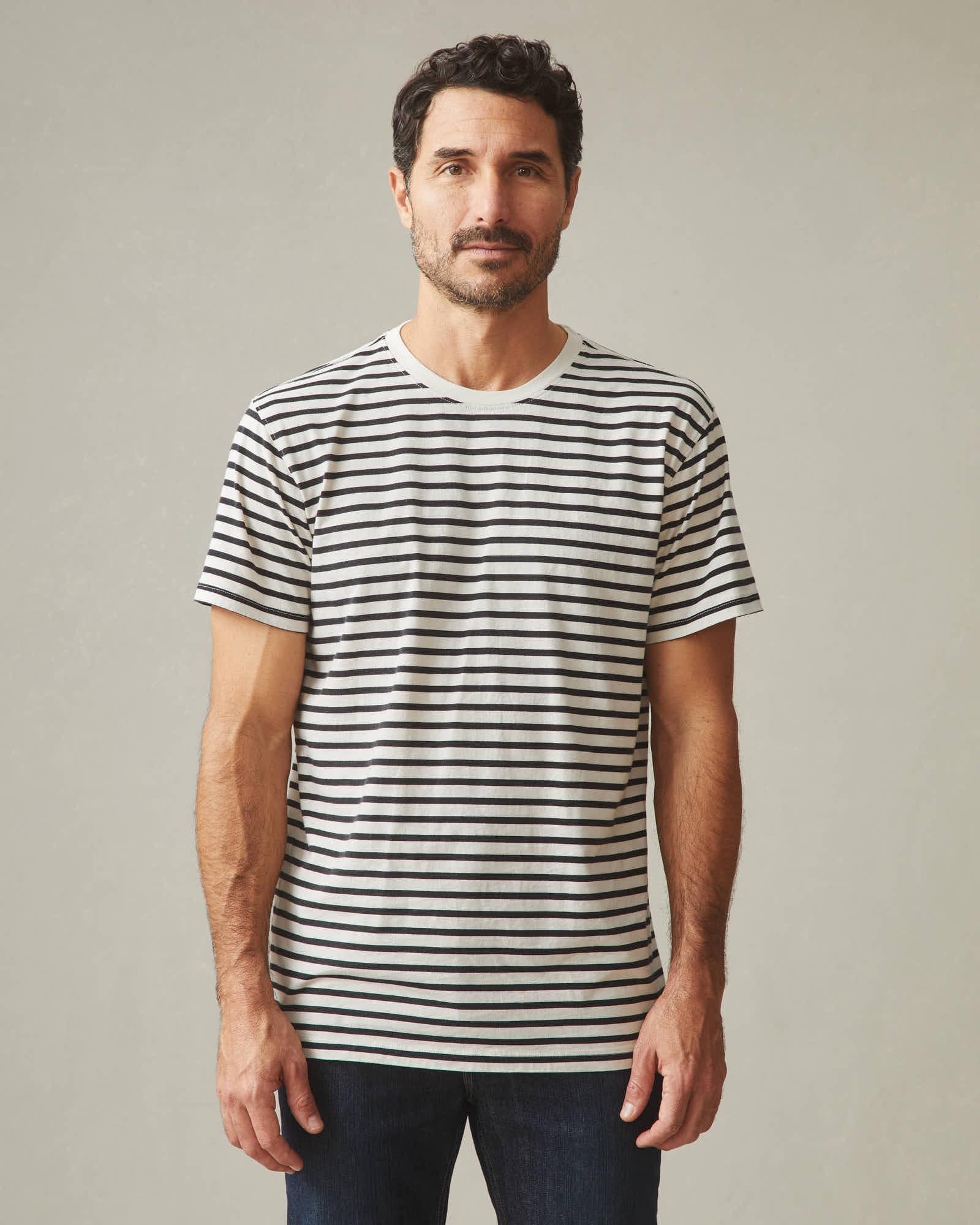 Classic Cotton Crew Tee Striped - Navy Stripe Male Product Image