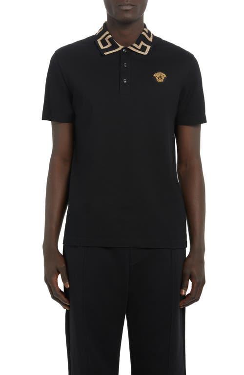 Versace Metallic Greca Collar Piqu Polo Product Image