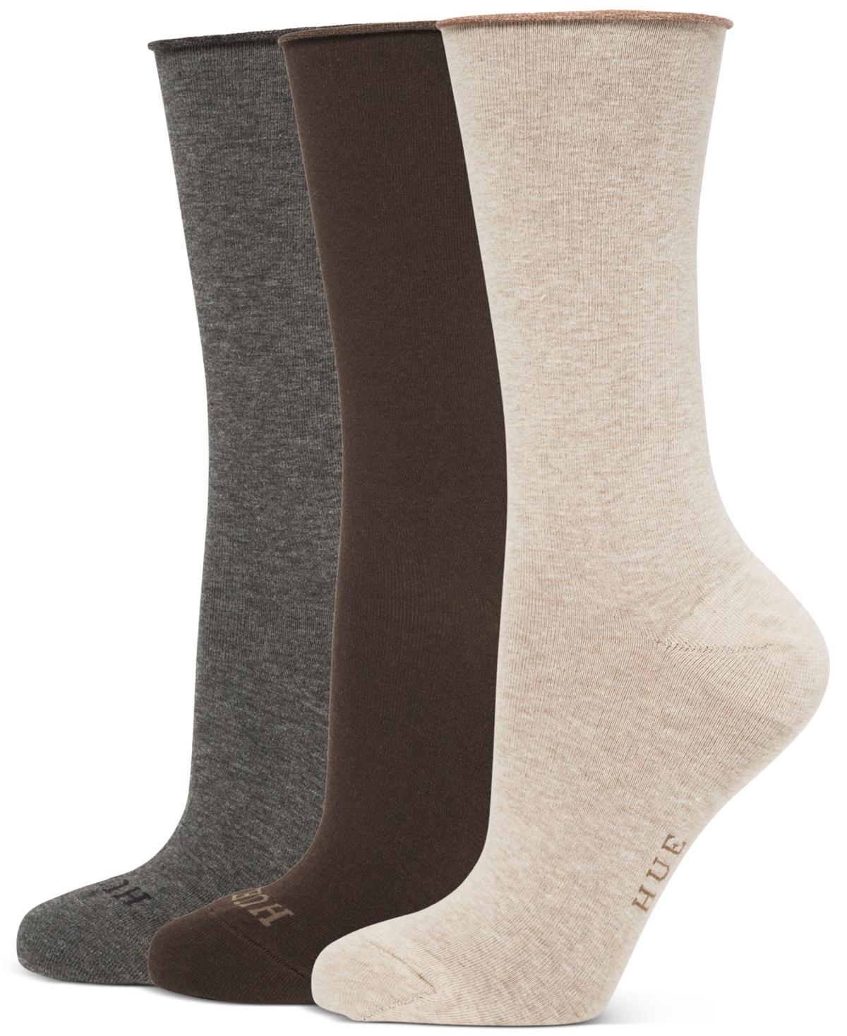 Hue Womens 3-Pk. Roll Top Socks - Oatmeal/Espresso Product Image