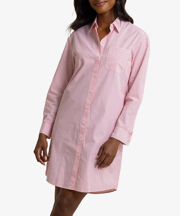 Southern Tide Cam Stripe Poplin Point Collar Long Sleeve Button Down Shirt Dress Product Image