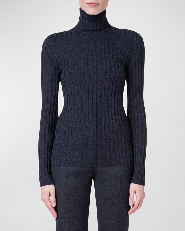 Akris Rib Wool & Silk Turtleneck Sweater Product Image