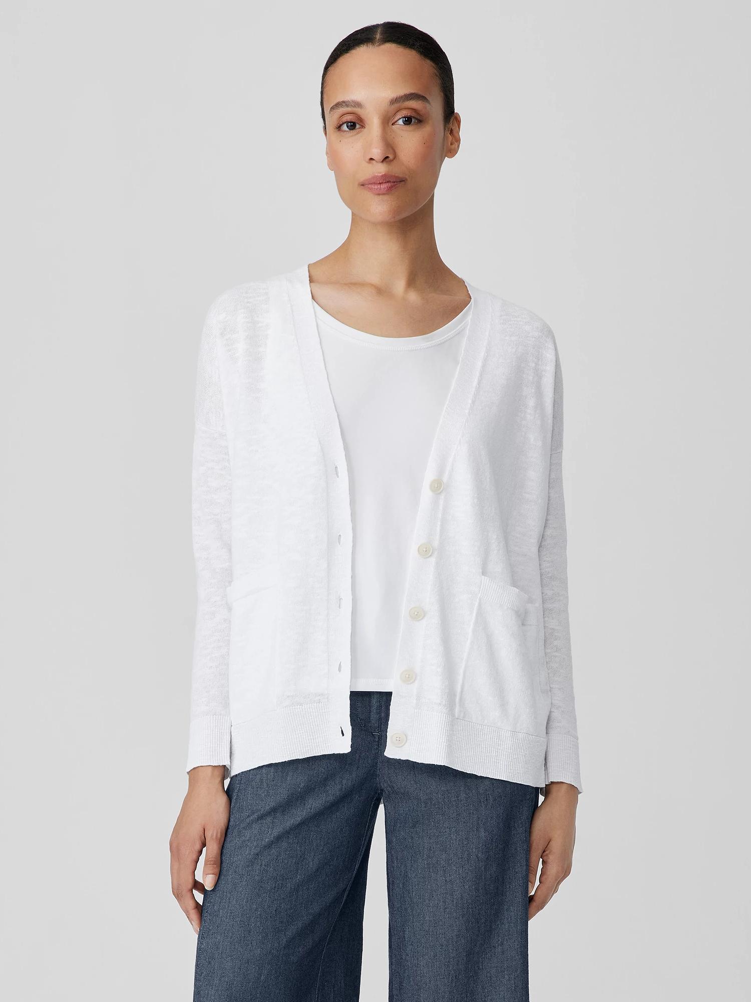 EILEEN FISHER Organic Linen Cotton Slub Cardiganfemale Product Image