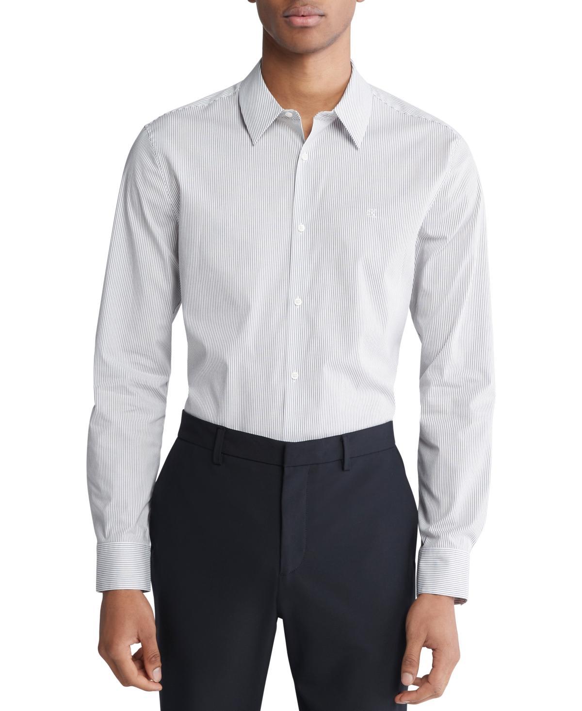 Calvin Klein Mens Slim Fit Striped Stretch Long Sleeve Button-Front Shirt Product Image