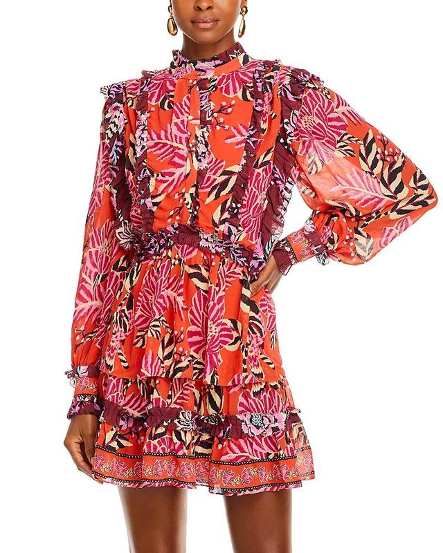 FARM Rio Mixed Floral Ruffle Long Sleeve Dress Product Image